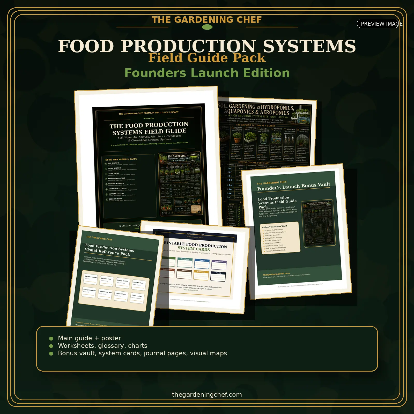 Food Production Systems Field Guide Pack: Soil, Hydroponics, Aquaponics, Aeroponics, Greenhouses & More