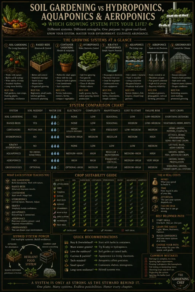 Soil Gardening vs Hydroponics, Aquaponics & Aeroponics: Which Growing System Fits Your Life?